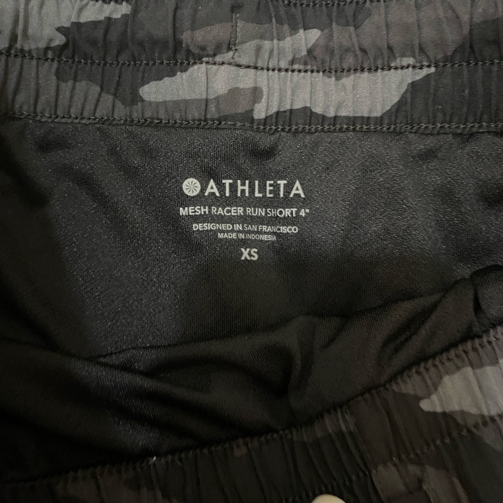 Athleta Black Camouflage Mesh Racer Shorts - Picture 2 of 14